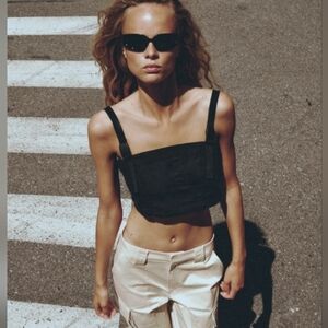 Zara Technical Crop Top Black